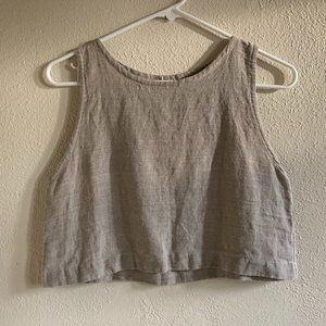 Beige Linen Crop Top Fiber Emory Tank Oatmeal